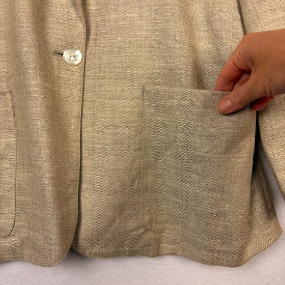 Talbots 100% Linen Beige Tan Classic Blazer - Picture 6 of 7